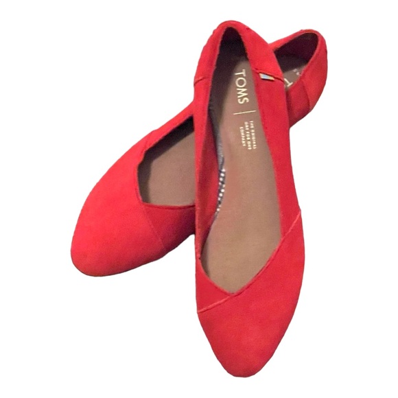 TOMS red flats, women’s size 9.5.  Like new. - Picture 3 of 6